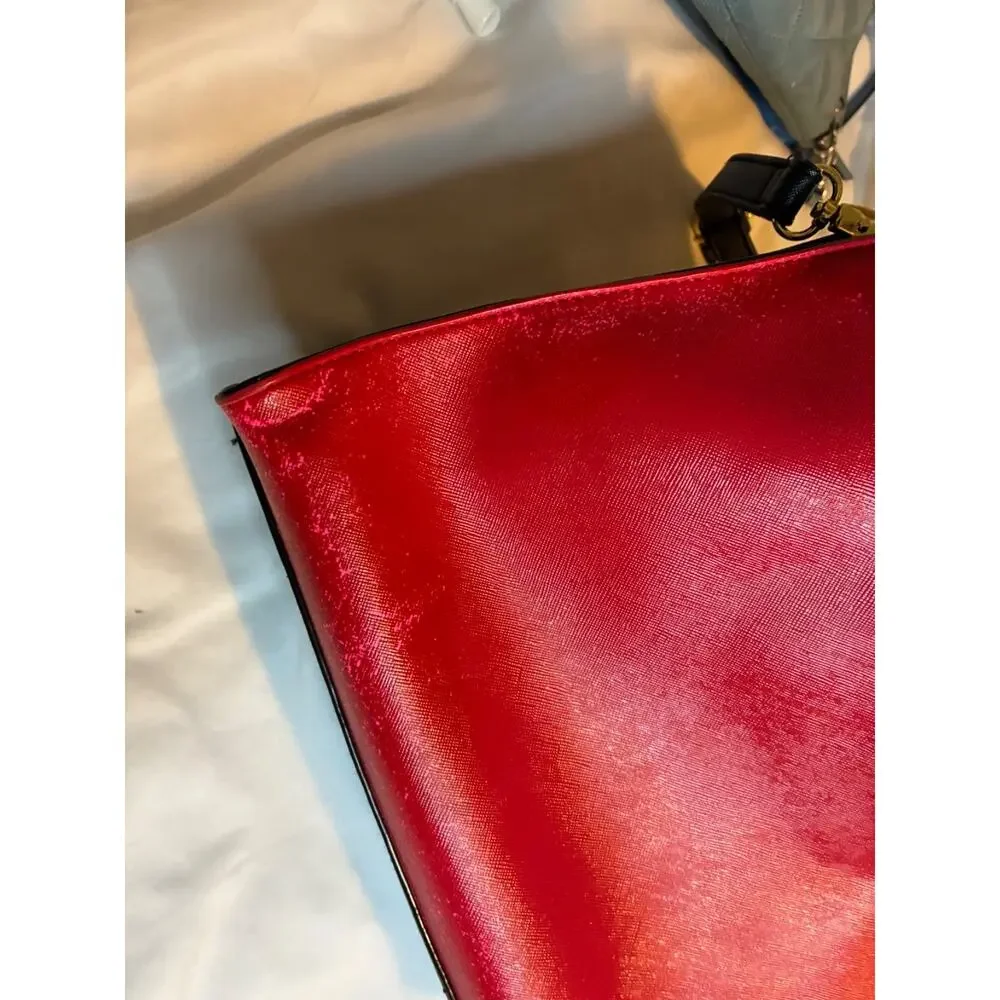 Betsey Johnson Red Black Double Handle Shoulder Bag Purse